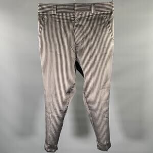 HAIDER ACKERMANN Size 33 Silver Black Tandem Stripe Silk Tapered Dress Pants